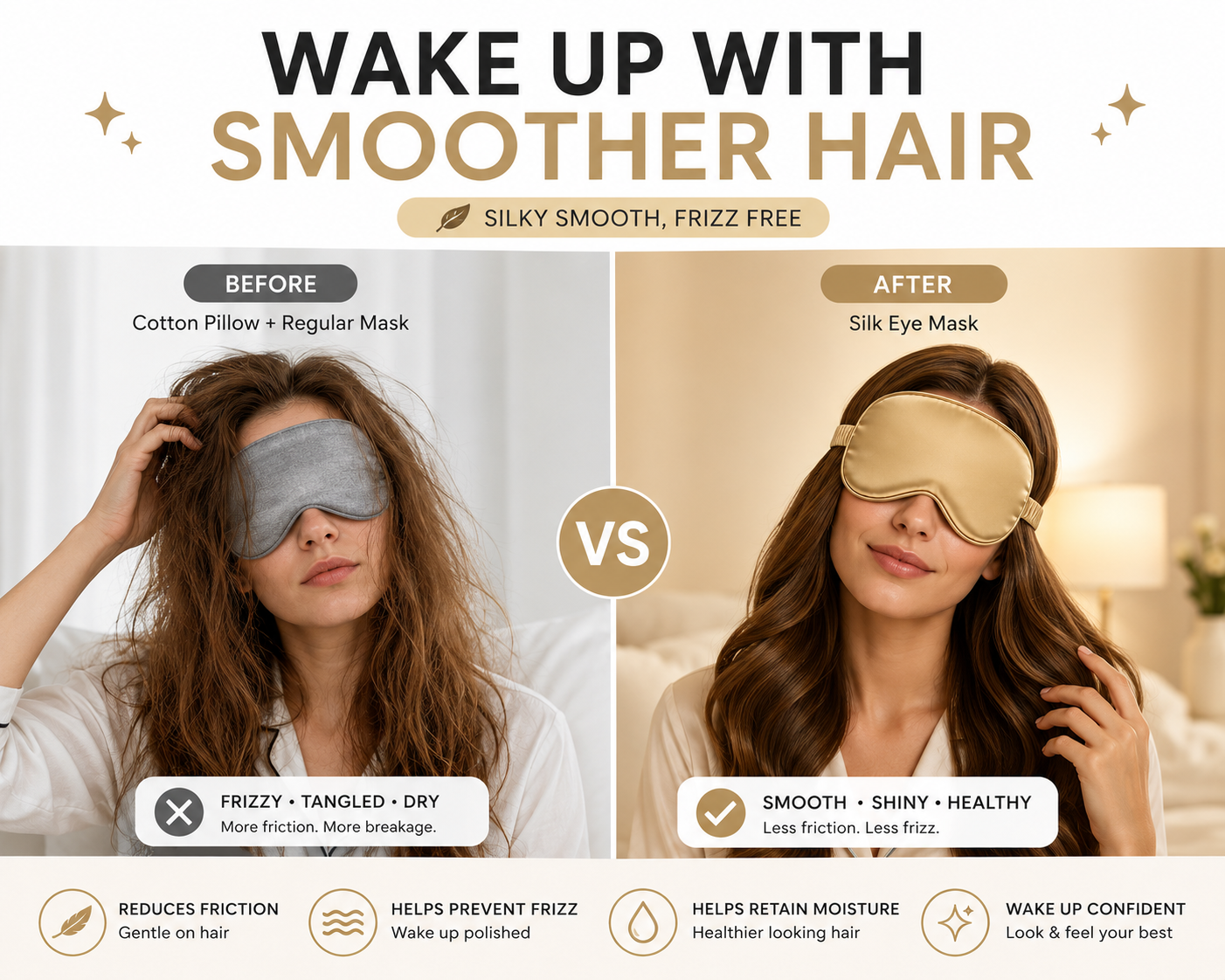 Luxury Satin Sleep Eye Mask with Matching Travel Pouch, Soft Blackout Sleeping Mask for Women & Men, Silk Feel Blindfold for Travel, Airplane, Naps, Relaxation & Night Sleep