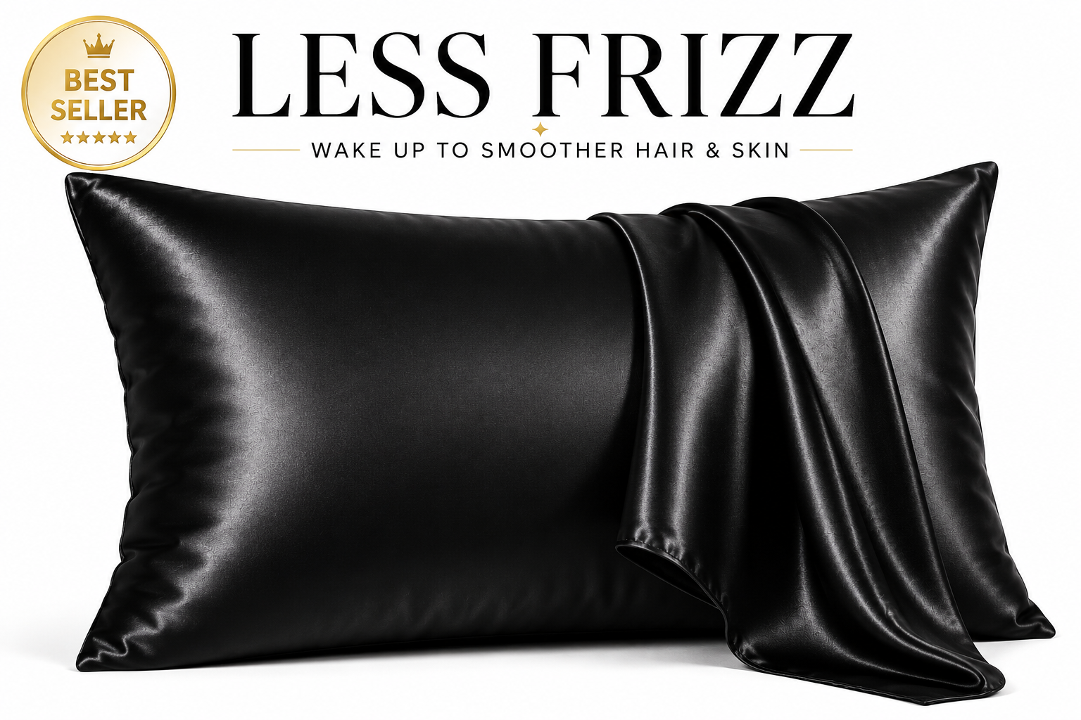 Satin Pillowcase Black Silky Soft Pillow Cover for Hair Skin Anti Frizz