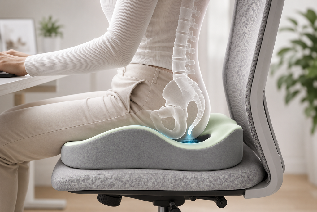 Tailbone Relief Memory Foam Seat Cushion for Office Chair, Car Seat & Travel | Ergonomic Coccyx Cushion for Sciatica, Hip & Lower Back Support | Orthopedic Pressure Relief Chair Pad