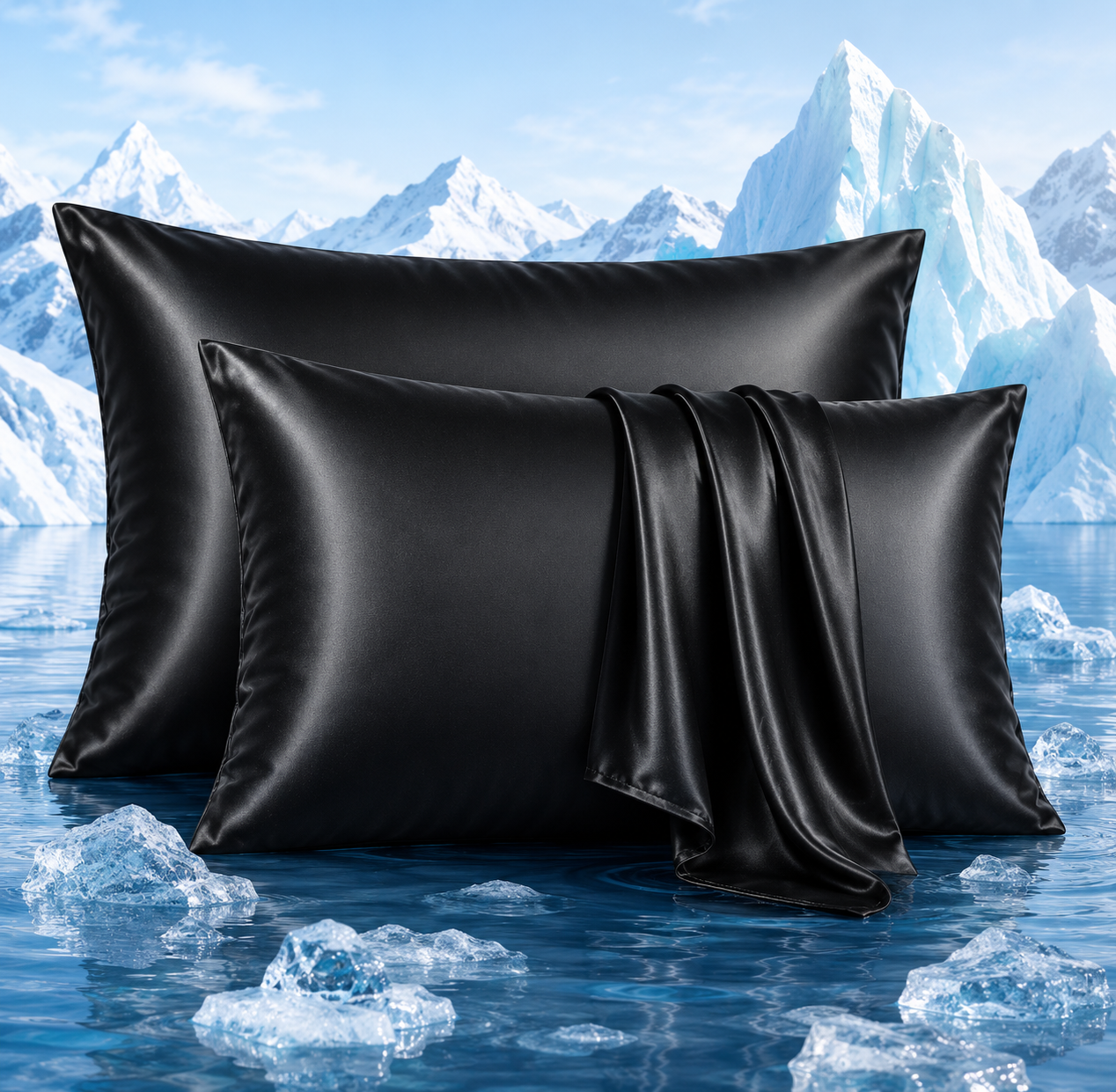 Satin Pillowcase Black Silky Soft Pillow Cover for Hair Skin Anti Frizz
