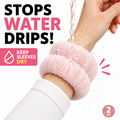 Face Washing Wristbands 2 Pack, Ultra Absorbent Skincare Wrist Towels, Soft Plush Water Catching Wristbands for Washing Face, Keep Sleeves Dry, Reusable Machine Washable Makeup & Beauty Wristbands