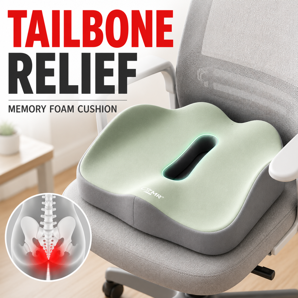 Tailbone Relief Memory Foam Seat Cushion for Office Chair, Car Seat & Travel | Ergonomic Coccyx Cushion for Sciatica, Hip & Lower Back Support | Orthopedic Pressure Relief Chair Pad